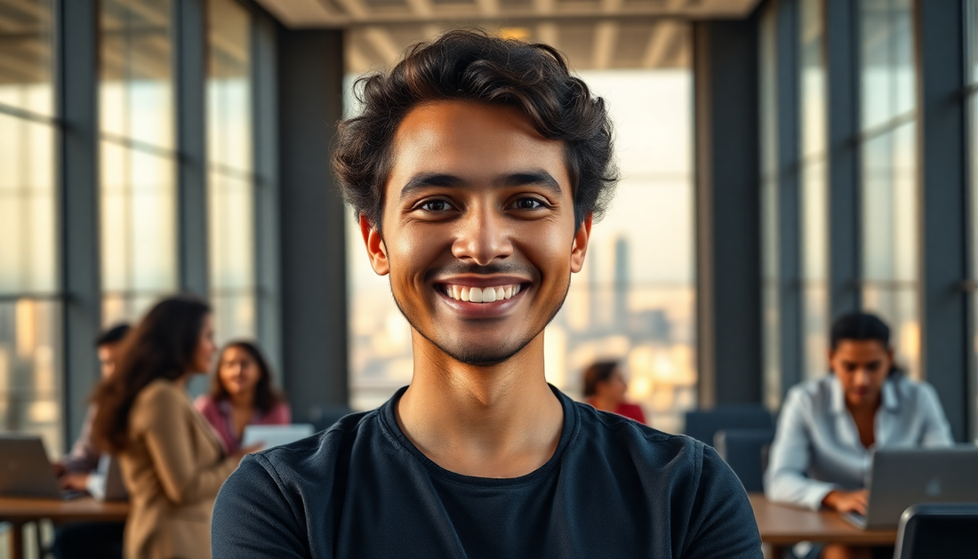Foreign professional working in Brazil in a modern São Paulo office