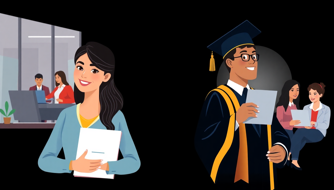 Technical course Brazil vs university degree comparison illustration
