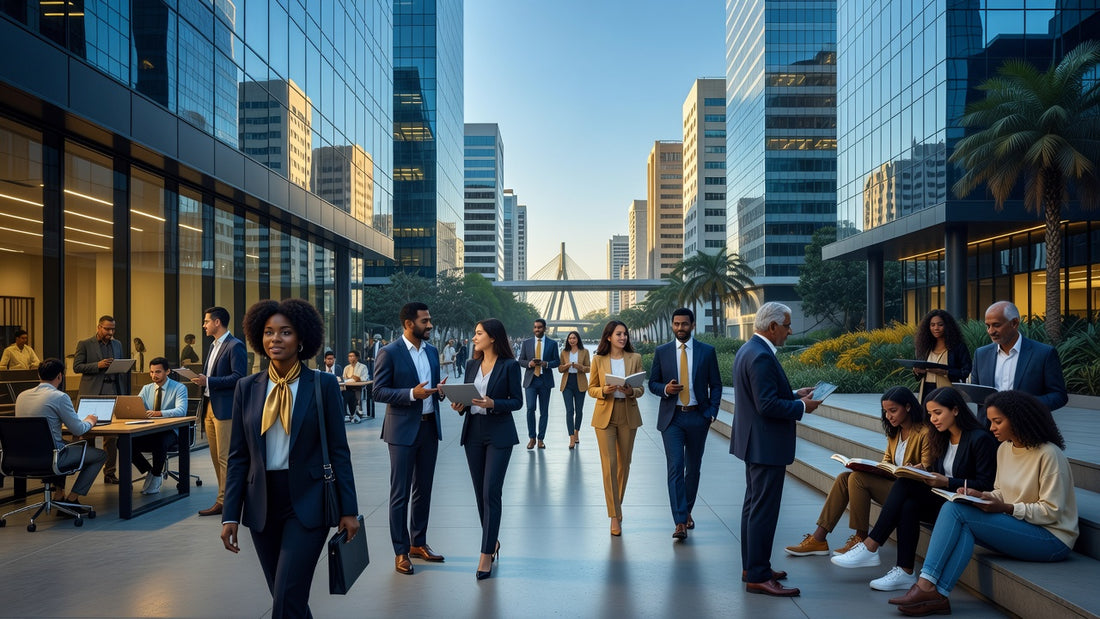 São Paulo skyline with professionals