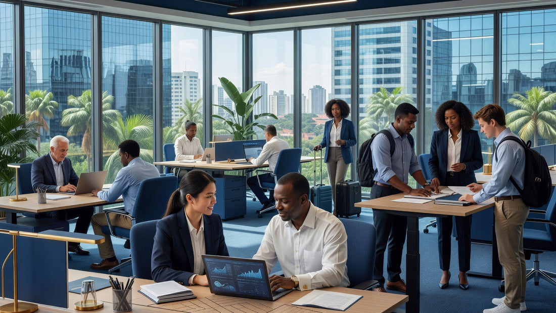 Diverse team working in a Brazilian office
