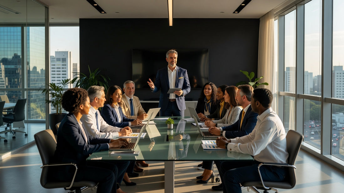 Expat manager adapting style with Brazilian team in office setting