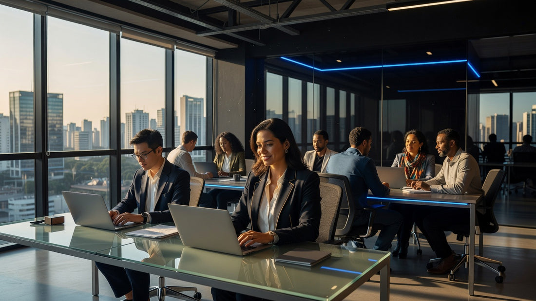 Professional analyzing data in a Brazilian office setting