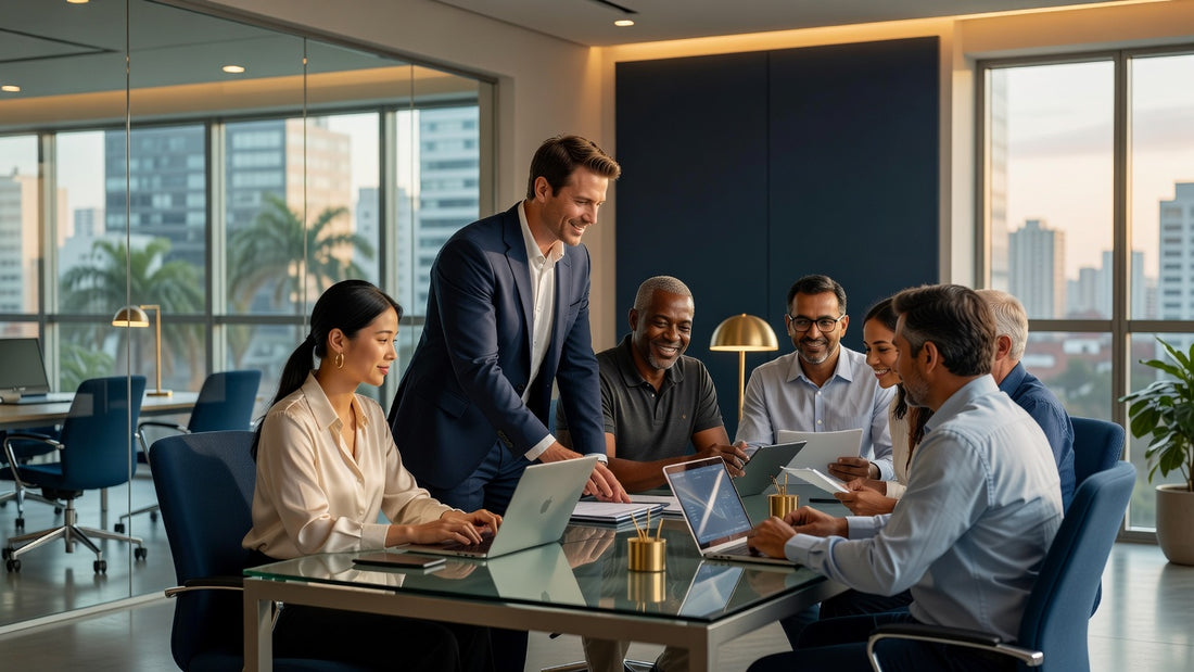 Expat professional networking in a Brazilian workplace