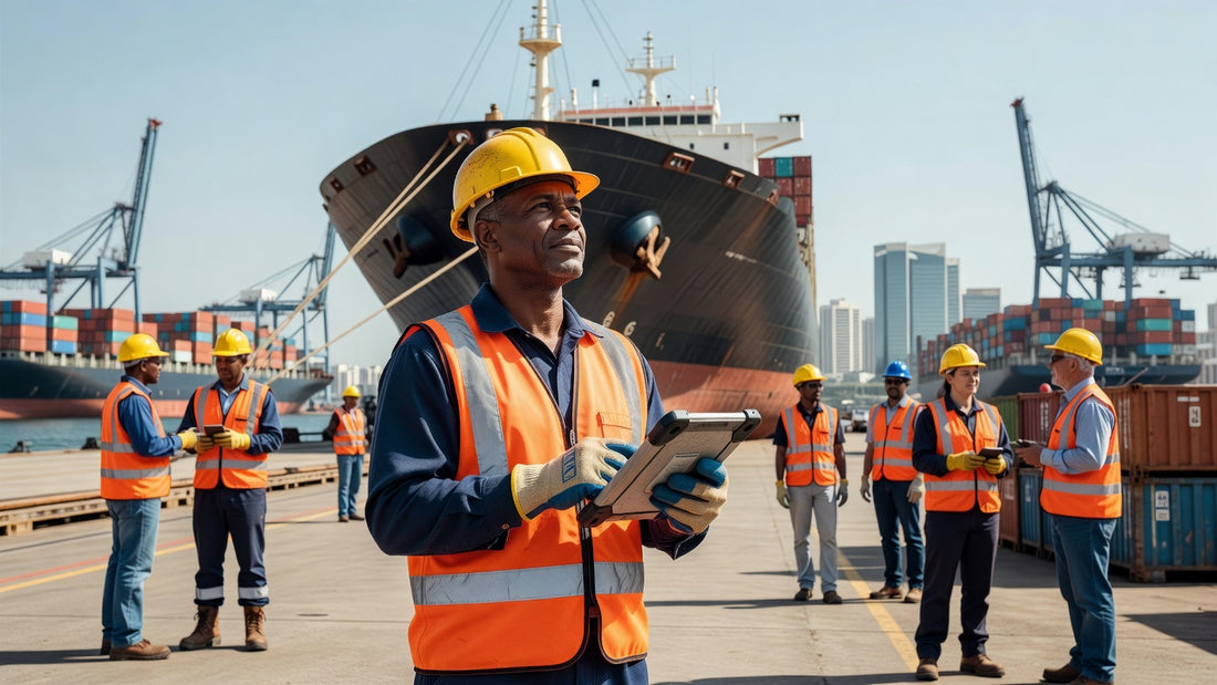 Shipyard worker following NR-34 Brazil safety rules
