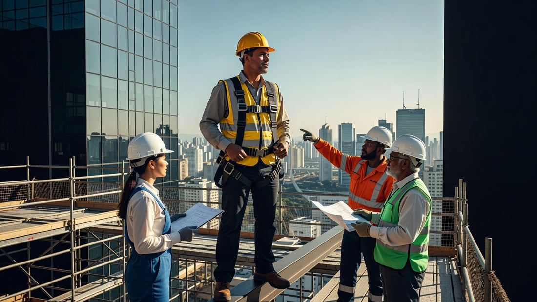 Worker applying NR-35 Brazil safety standards at heights