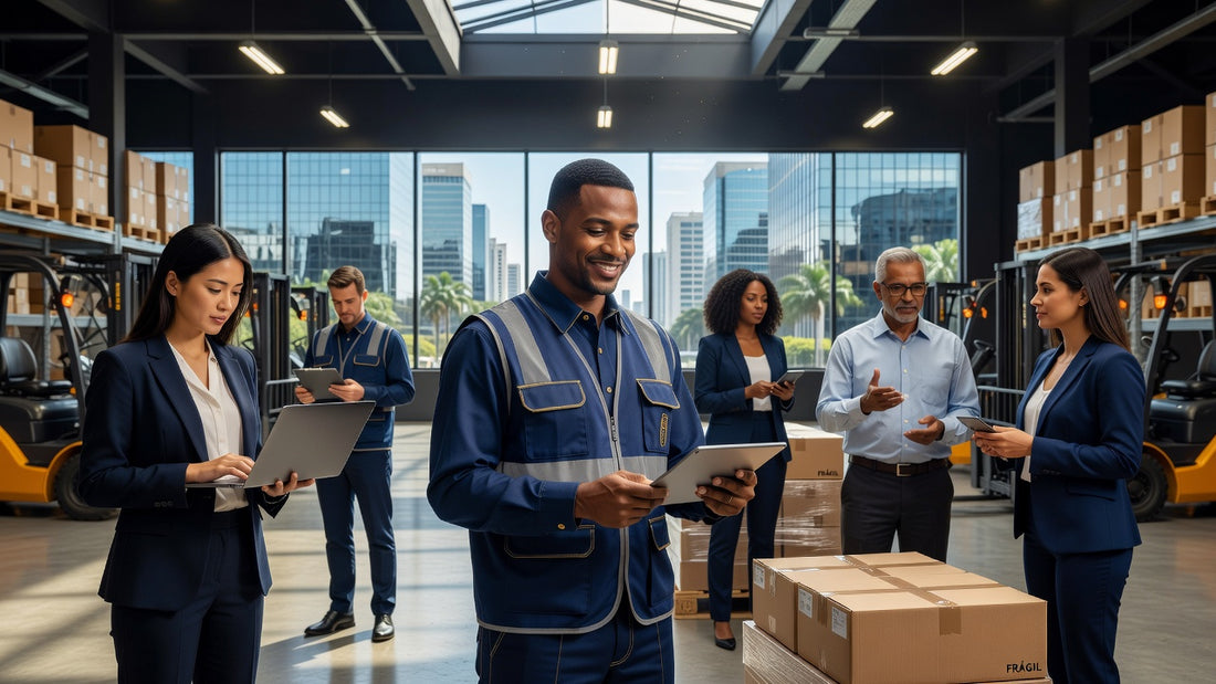 Logistics professional working in a Brazilian warehouse