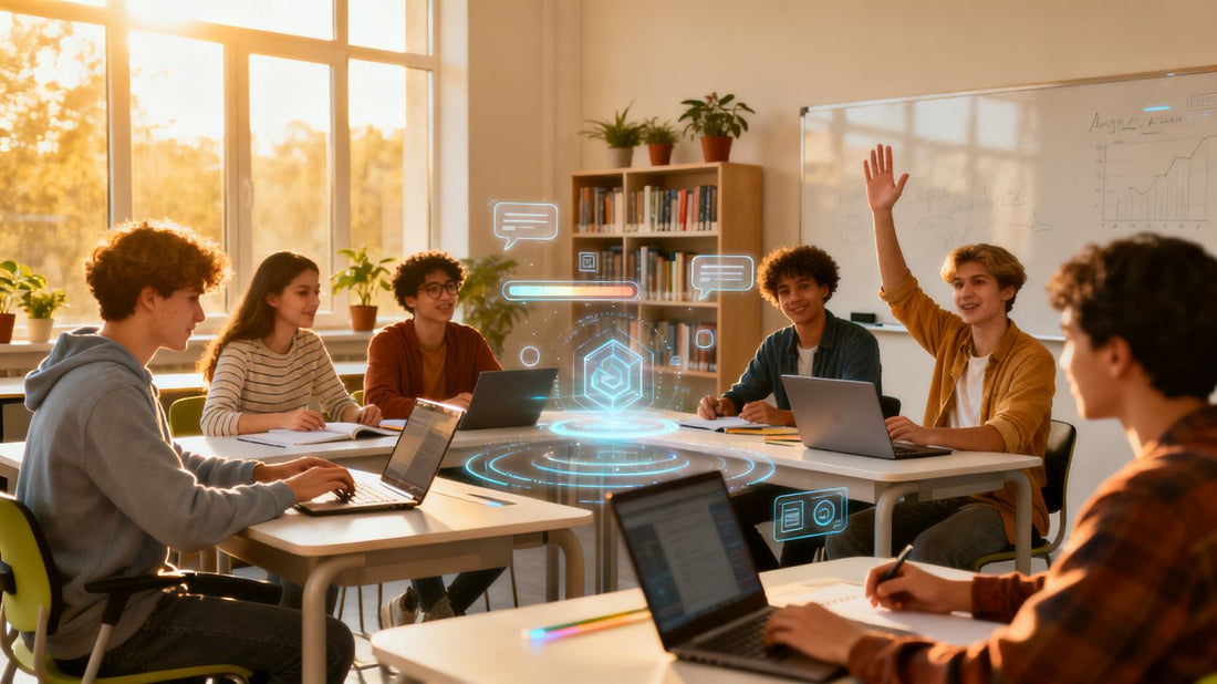 Students learning in a modern, digital-enhanced classroom environment.