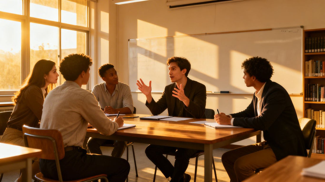 Professionals learning in a modern classroom