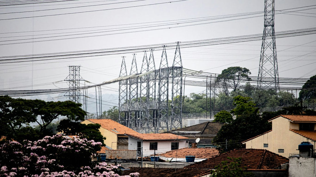 a power line above a group of houses