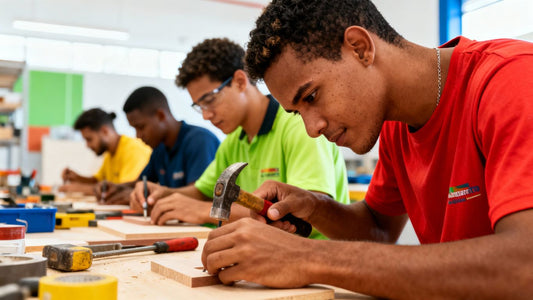 Personas aprendiendo oficios en Brasil.