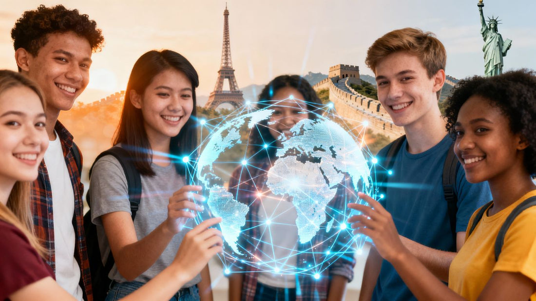 Global education network connecting diverse students worldwide.