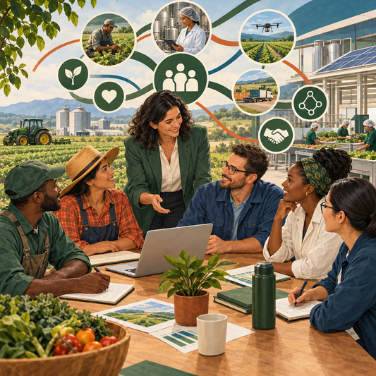 Agribusiness professionals collaborating around human resource planning and well-being